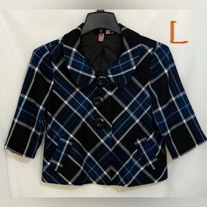 Dolled Up Blue and Black Plaid Jacket